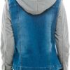 Amazing Ladies' Denim Jacket with Fleece Hoodie - Presents for Women - Fashion Women Clothing - Light Washed, XL