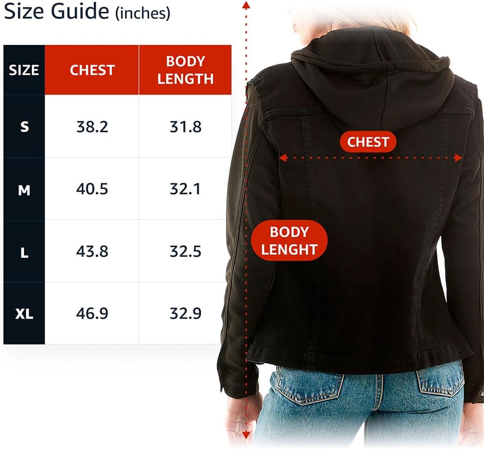 Amazing Ladies' Denim Jacket with Fleece Hoodie - Presents for Women - Fashion Women Clothing - Light Washed, XL - Image 4