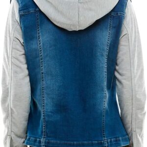 Amazing Ladies' Denim Jacket with Fleece Hoodie - Presents for Women - Fashion Women Clothing - Medium Washed, S