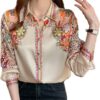 Autumn Long Sleeve Shirts Casual Spring Fashion Floral Ladies Clothes Elegant