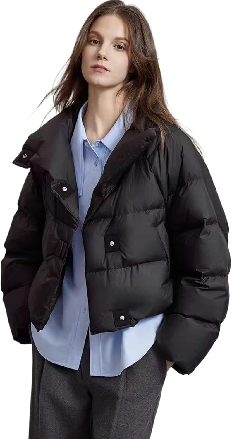 BDSWDSRT Jacket Winter Short Puffer Jacket Women Clothing Coats Warm Stand-up Collar Coat Jackets