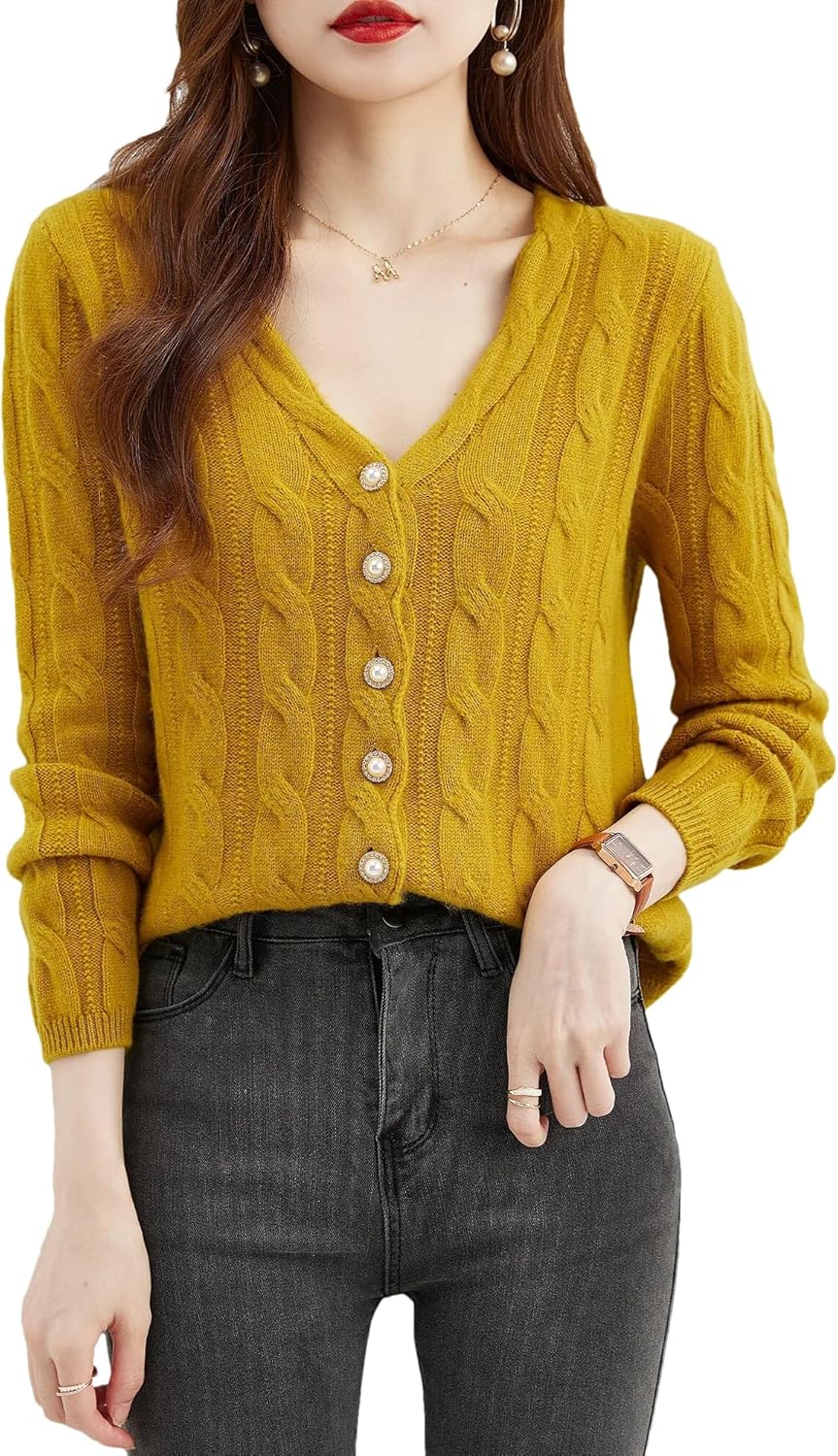 Cardigans for Women's Sweater Cardigan Autunm Winter V Neck Vintage Soft Long Sleeve Knit Sweaters Clothing - Image 11