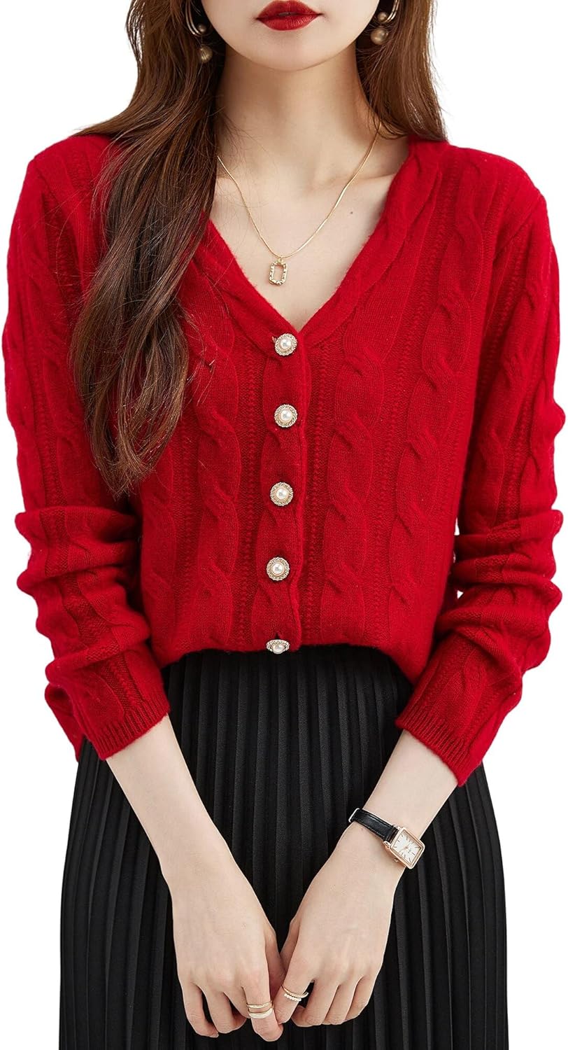 Cardigans for Women's Sweater Cardigan Autunm Winter V Neck Vintage Soft Long Sleeve Knit Sweaters Clothing - Image 5