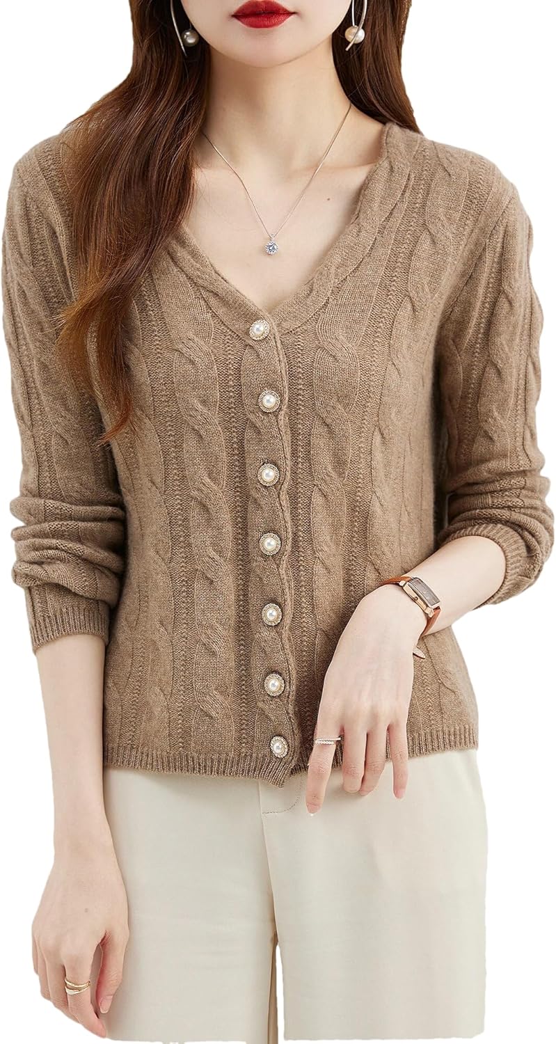 Cardigans for Women's Sweater Cardigan Autunm Winter V Neck Vintage Soft Long Sleeve Knit Sweaters Clothing - Image 10