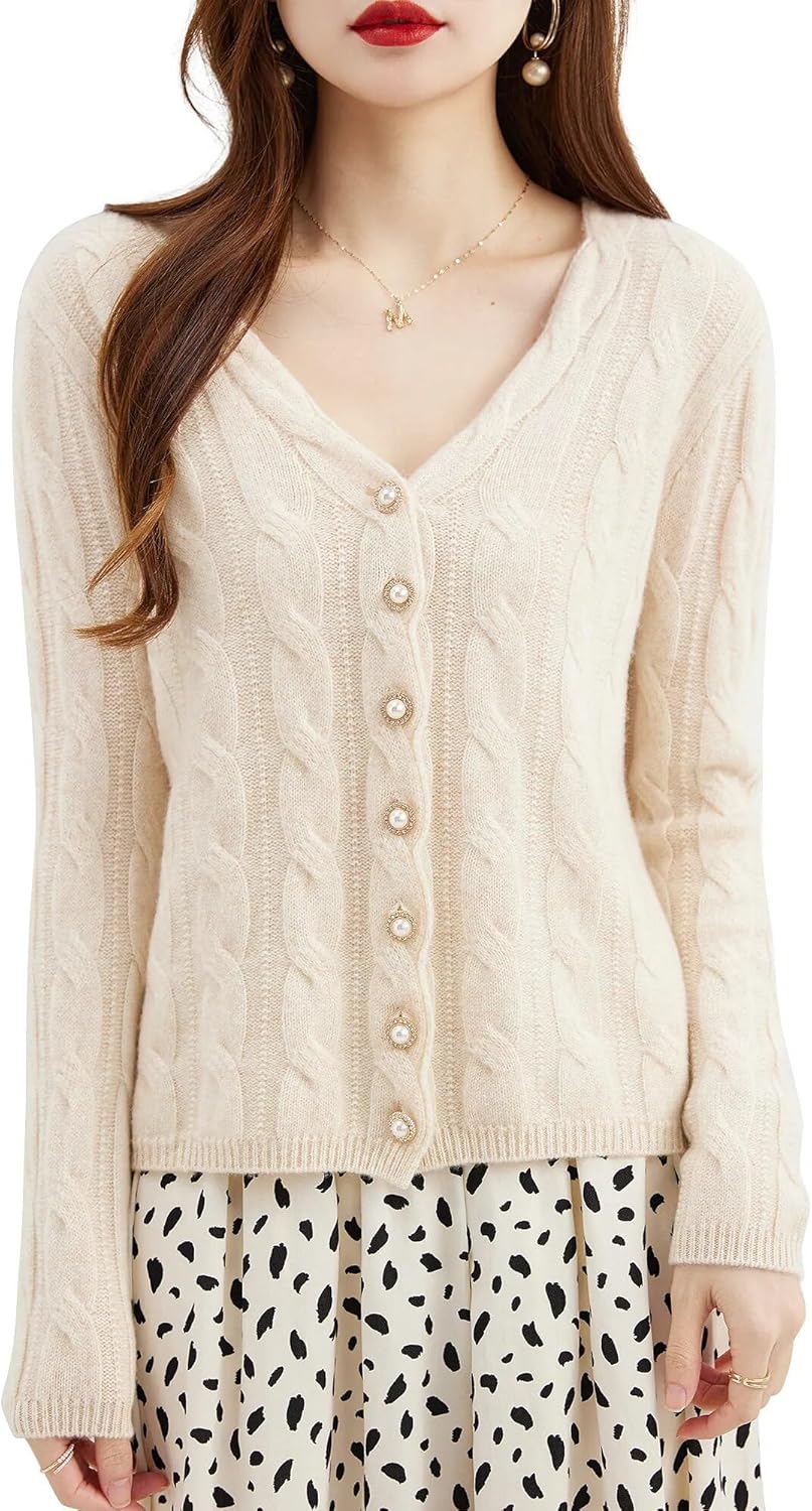 Cardigans for Women's Sweater Cardigan Autunm Winter V Neck Vintage Soft Long Sleeve Knit Sweaters Clothing - Image 3