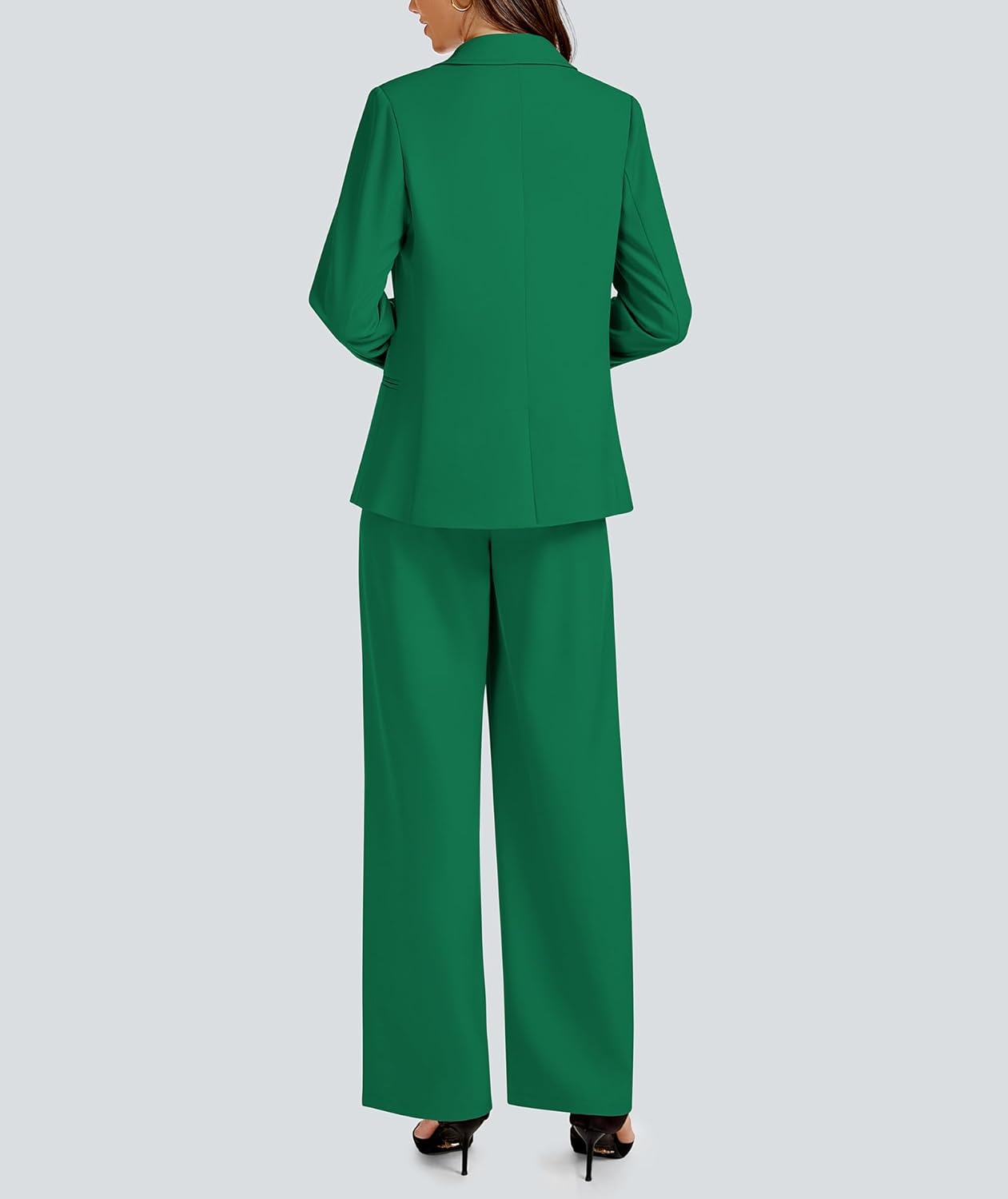 Casly Lamiit 2 Piece Outfits for Women Business Casual Single Button Blazer Jacket and Wide Leg Pants Matching Suit Sets - Image 4