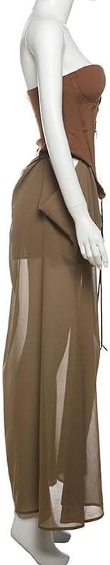 CGTENBS Women's Clothing American Dress Fashion Sleeveles Dress High Waist Splicing Dress(Medium) - Image 5