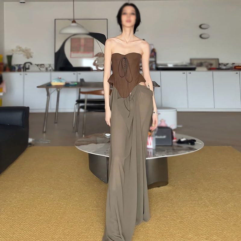 CGTENBS Women's Clothing American Dress Fashion Sleeveles Dress High Waist Splicing Dress(Medium) - Image 3