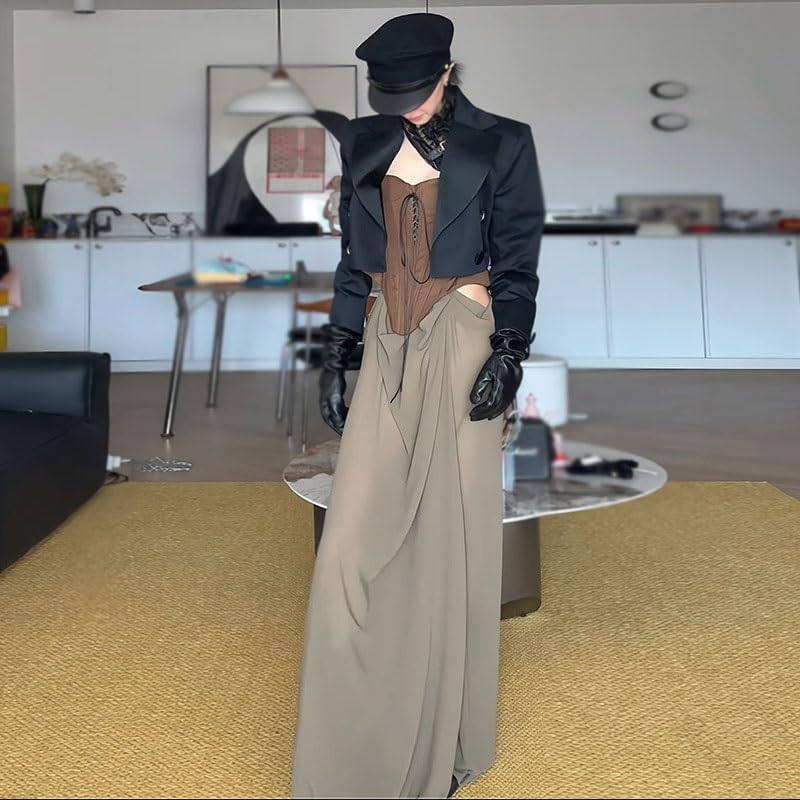 CGTENBS Women's Clothing American Dress Fashion Sleeveles Dress High Waist Splicing Dress(Medium) - Image 2