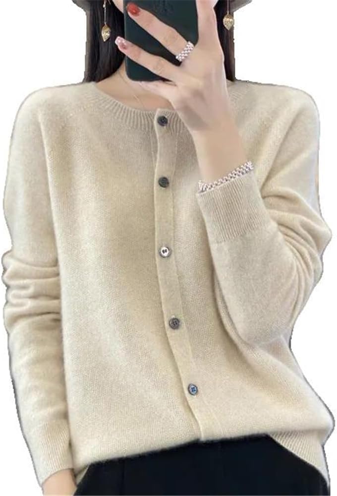 Chic Autumn Winter Women\u2018 -Neck Grace Cardigan Sweater Female Clothing Basic - Image 9