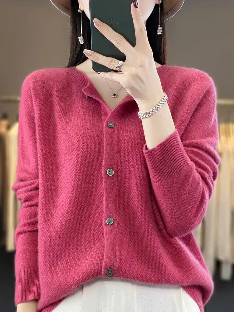 Chic Autumn Winter Women\u2018 -Neck Grace Cardigan Sweater Female Clothing Basic - Image 2