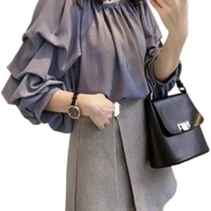Chiffon Slash Neck Women Shirt SleeveLoose Spring Autumn Intellectual Women's Clothing