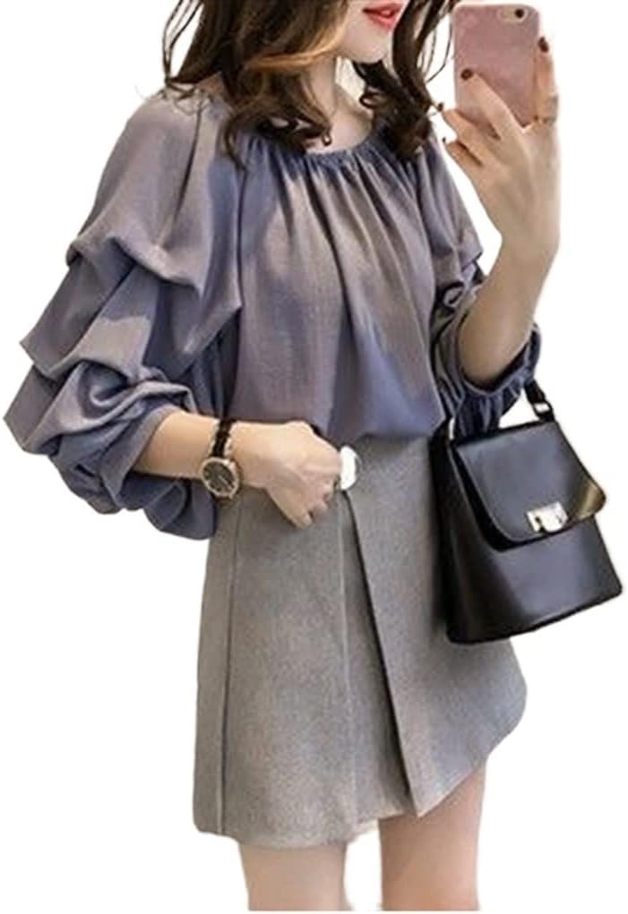 Chiffon Slash Neck Women Shirt SleeveLoose Spring Autumn Intellectual Women's Clothing