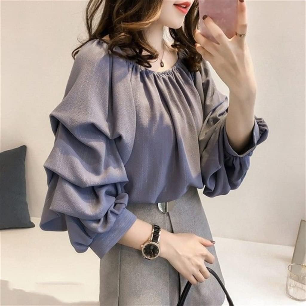 Chiffon Slash Neck Women Shirt SleeveLoose Spring Autumn Intellectual Women's Clothing - Image 4