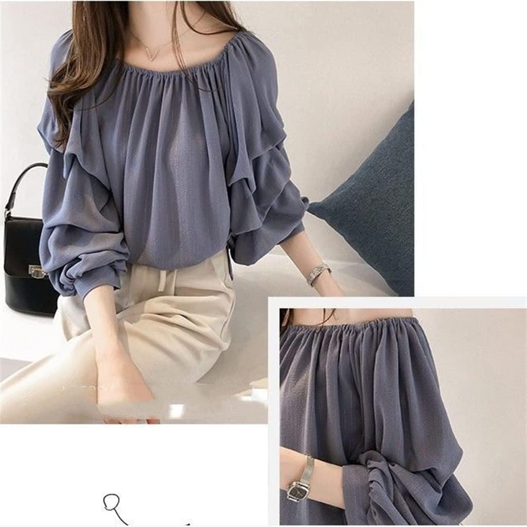 Chiffon Slash Neck Women Shirt SleeveLoose Spring Autumn Intellectual Women's Clothing - Image 7