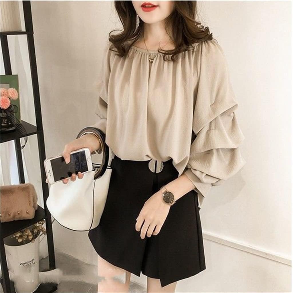 Chiffon Slash Neck Women Shirt SleeveLoose Spring Autumn Women's Clothing - Image 4