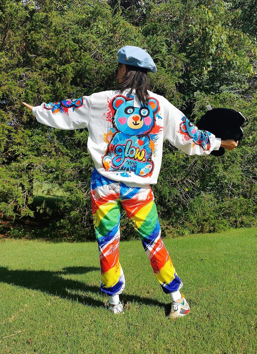 Diamond Pearls Blue Panda Rainbow Outfit for Adults - Dazzle with Good Fortune! - Image 3