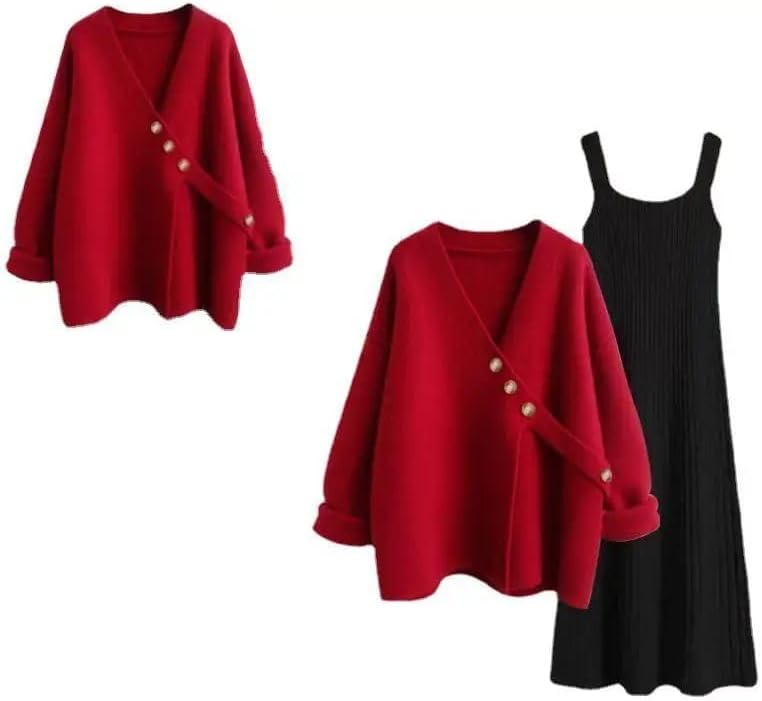 Dresses for Women Autumn Winter Loose Knit Sweater Dress Womens Clothing Cardigan Dress - Image 6