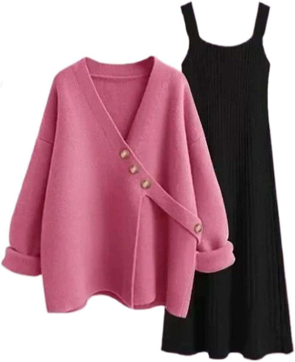 Dresses for Women Autumn Winter Loose Knit Sweater Dress Womens Clothing Cardigan Dress - Image 11