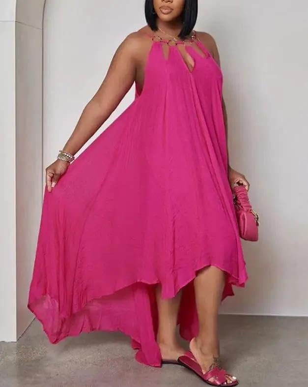 Elegant Dresses Cutout -Ring Decor Asymmetrical Casual Fashion Summer Female Clothing Outfits - Image 3