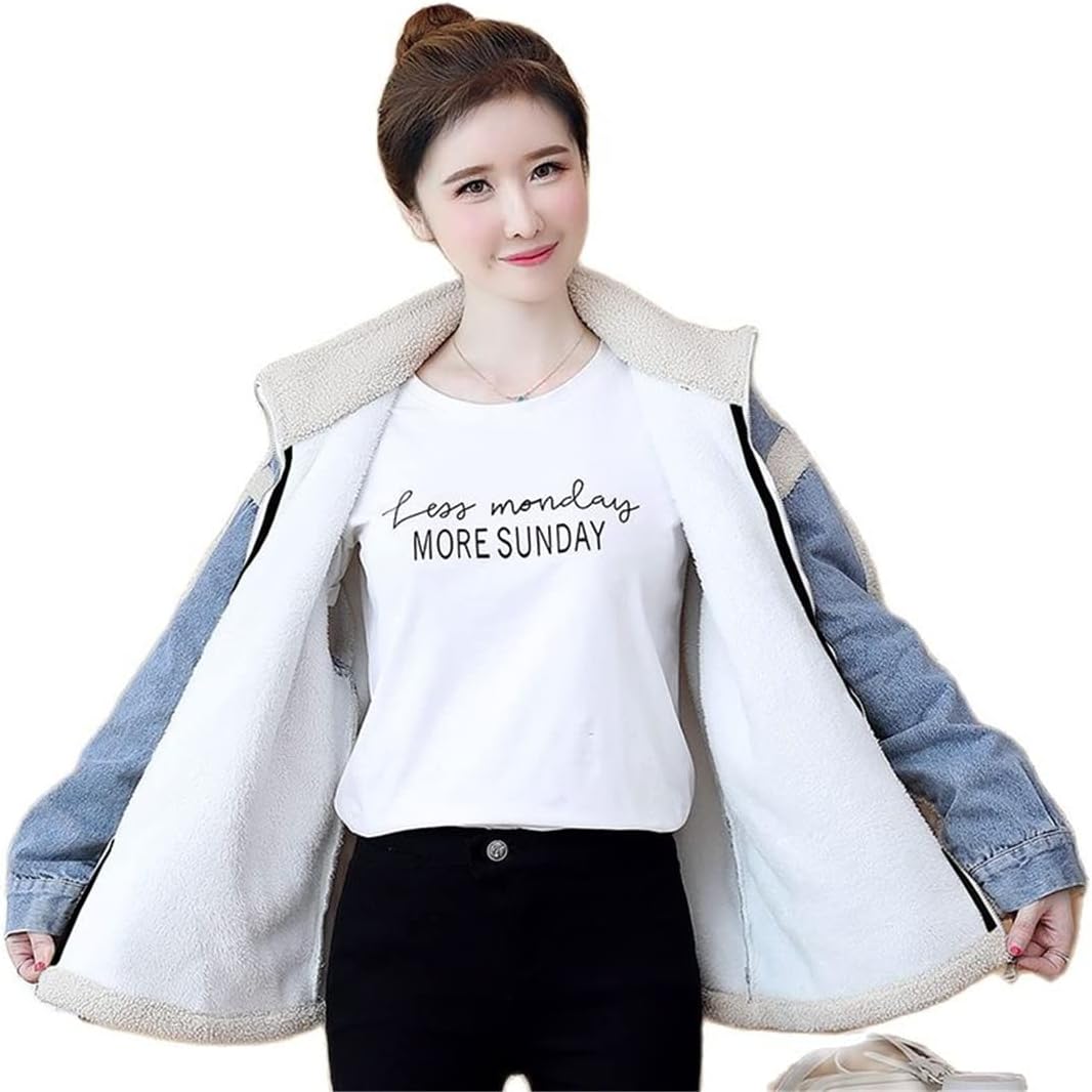 Fashion Autumn Winter Jean Coat Women Clothing Plus Size Outerwear Lamb Wool Coats Patchwork Denim Jackets Female Tops - Image 3