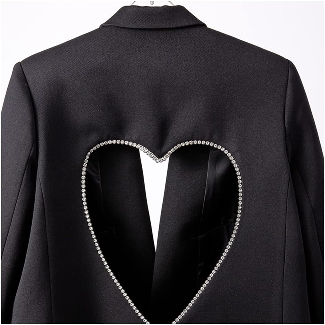 Fashion Black Blazers for Women Patchwork Heart Pattern Notched Long Sleeve Casual Coats Female Autumn Clothes - Image 6