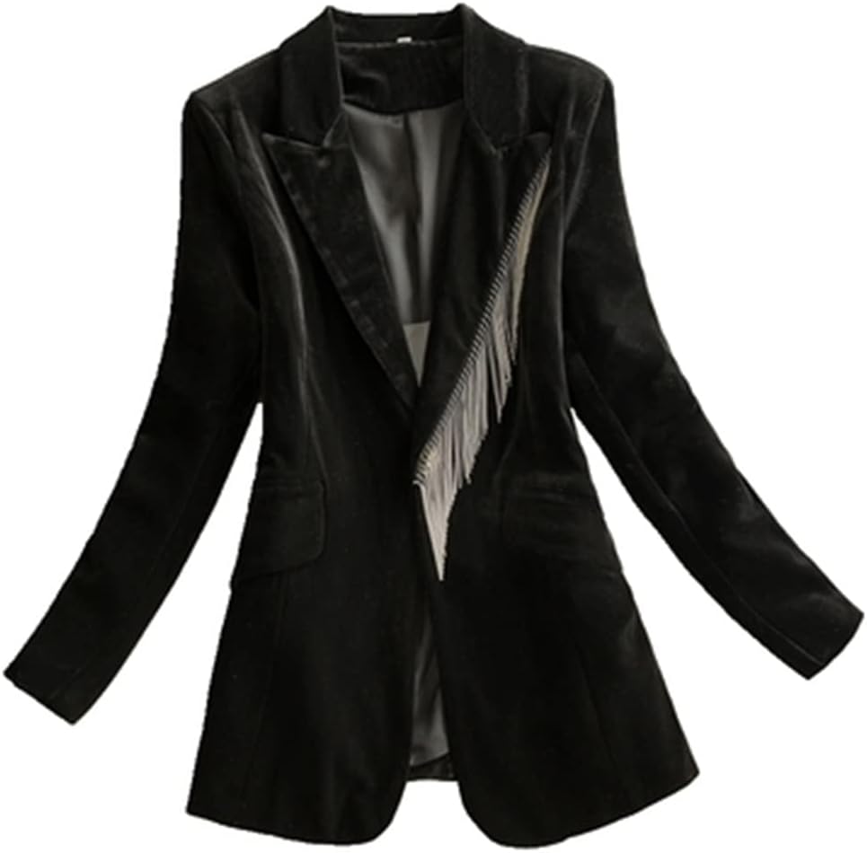 Fashion Gold Velour Casual Blazer Suit Women's Clothing Thin Professional Spring Autumn Blazers Suit Jackets - Image 6