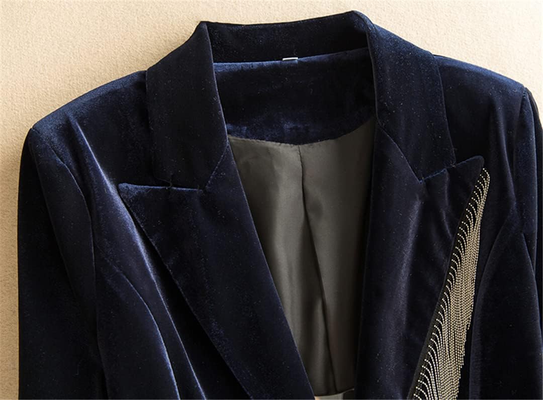 Fashion Gold Velour Casual Blazer Suit Women's Clothing Thin Professional Spring Autumn Blazers Suit Jackets - Image 3