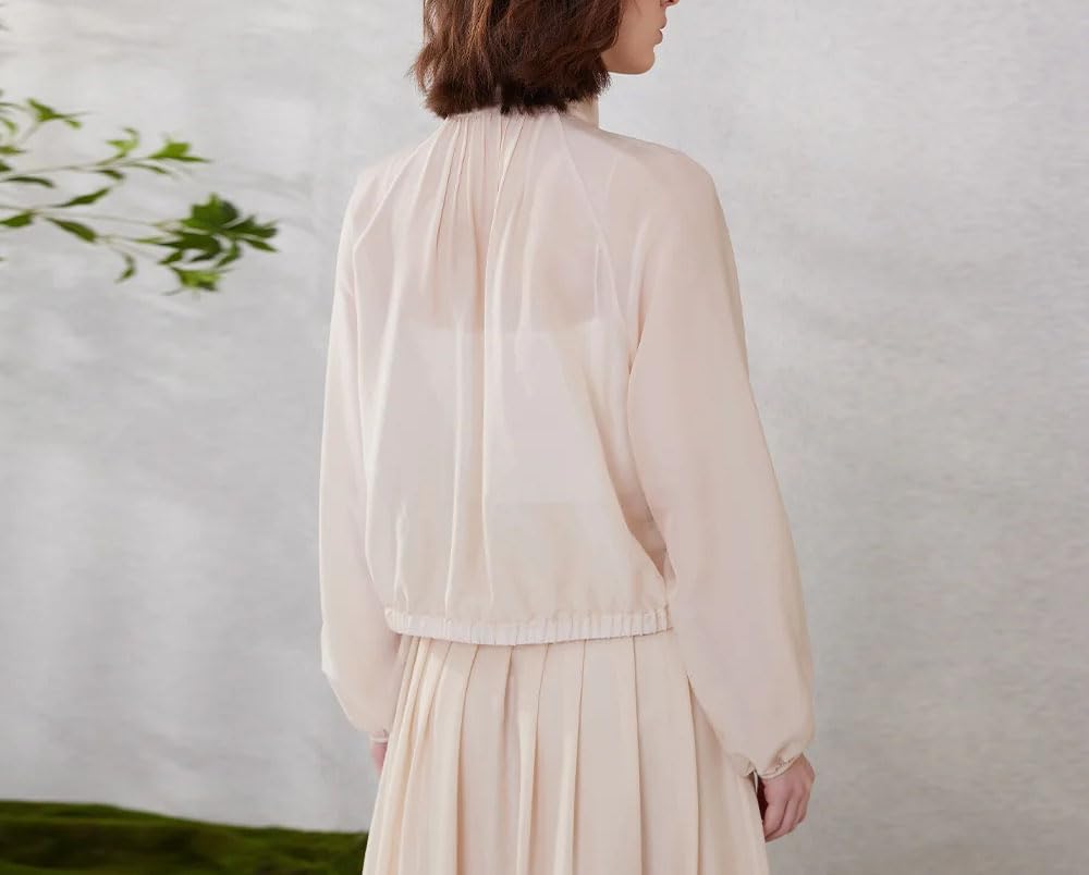 Fashion Women Outwear Acetate Silk Hoodie Zipper Loose Fit Clothing - Image 8