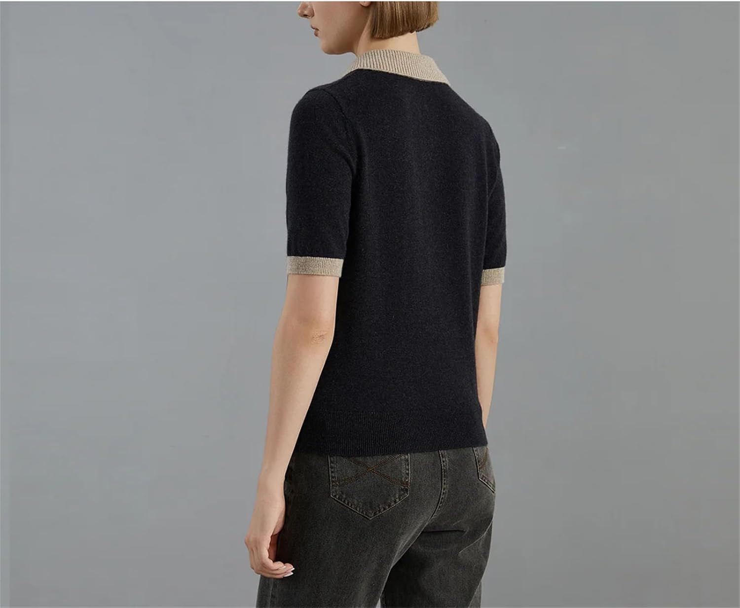 Fashion Women's Clothing Cashmere Turn-Down Collar Pullover Knitted Sweater - Image 3