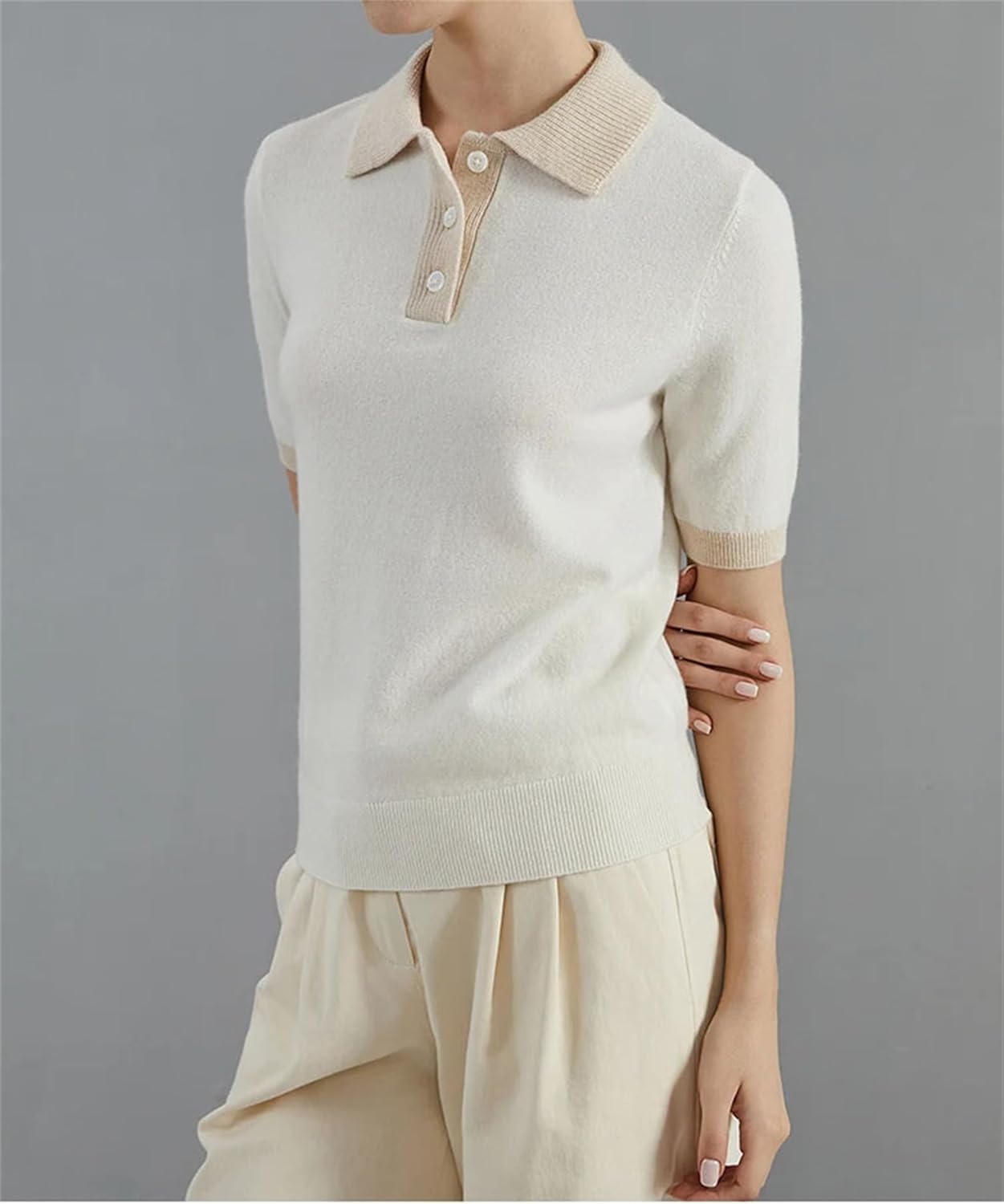 Fashion Women's Clothing Cashmere Turn-Down Collar Pullover Knitted Sweater - Image 4