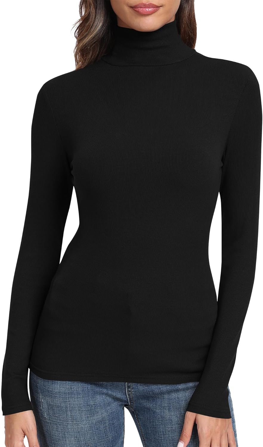 GEMBERA Womens Long Sleeve Turtle Neck Basic Slim Fitted Ribbed Knit Tops Thermal Shirts - Image 18