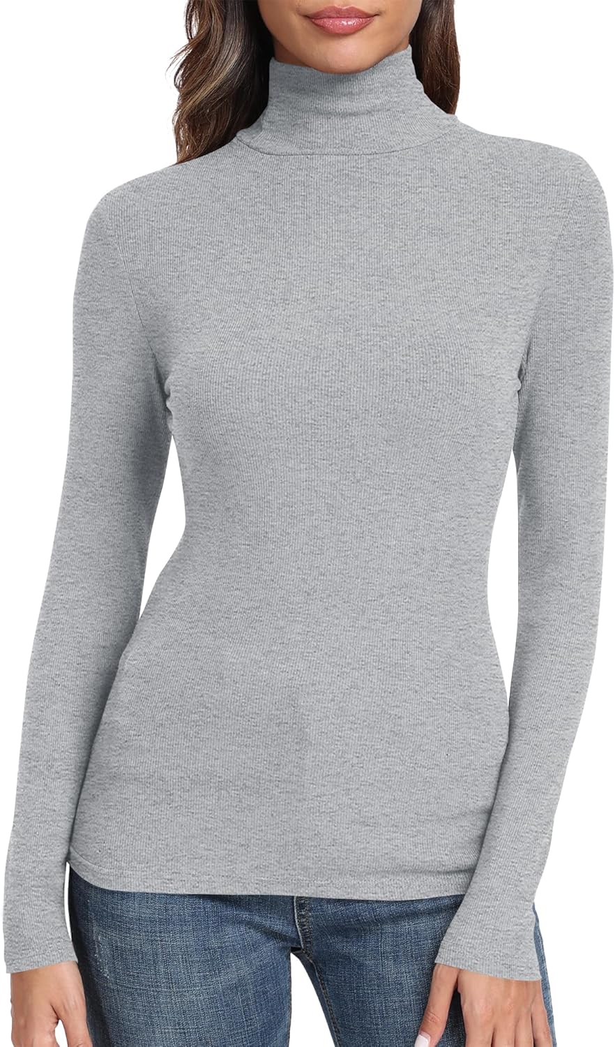GEMBERA Womens Long Sleeve Turtle Neck Basic Slim Fitted Ribbed Knit Tops Thermal Shirts - Image 9