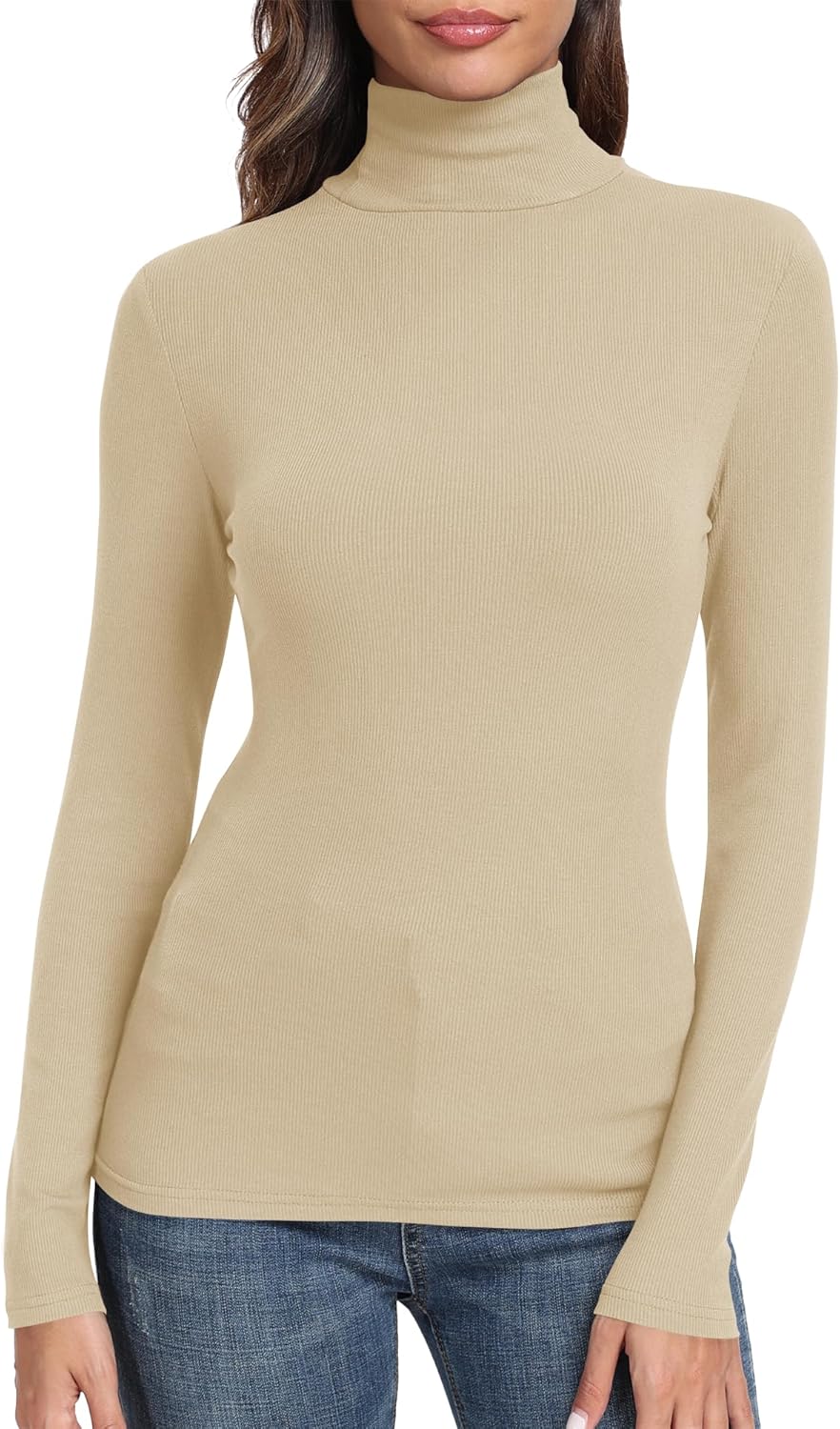 GEMBERA Womens Long Sleeve Turtle Neck Basic Slim Fitted Ribbed Knit Tops Thermal Shirts - Image 8