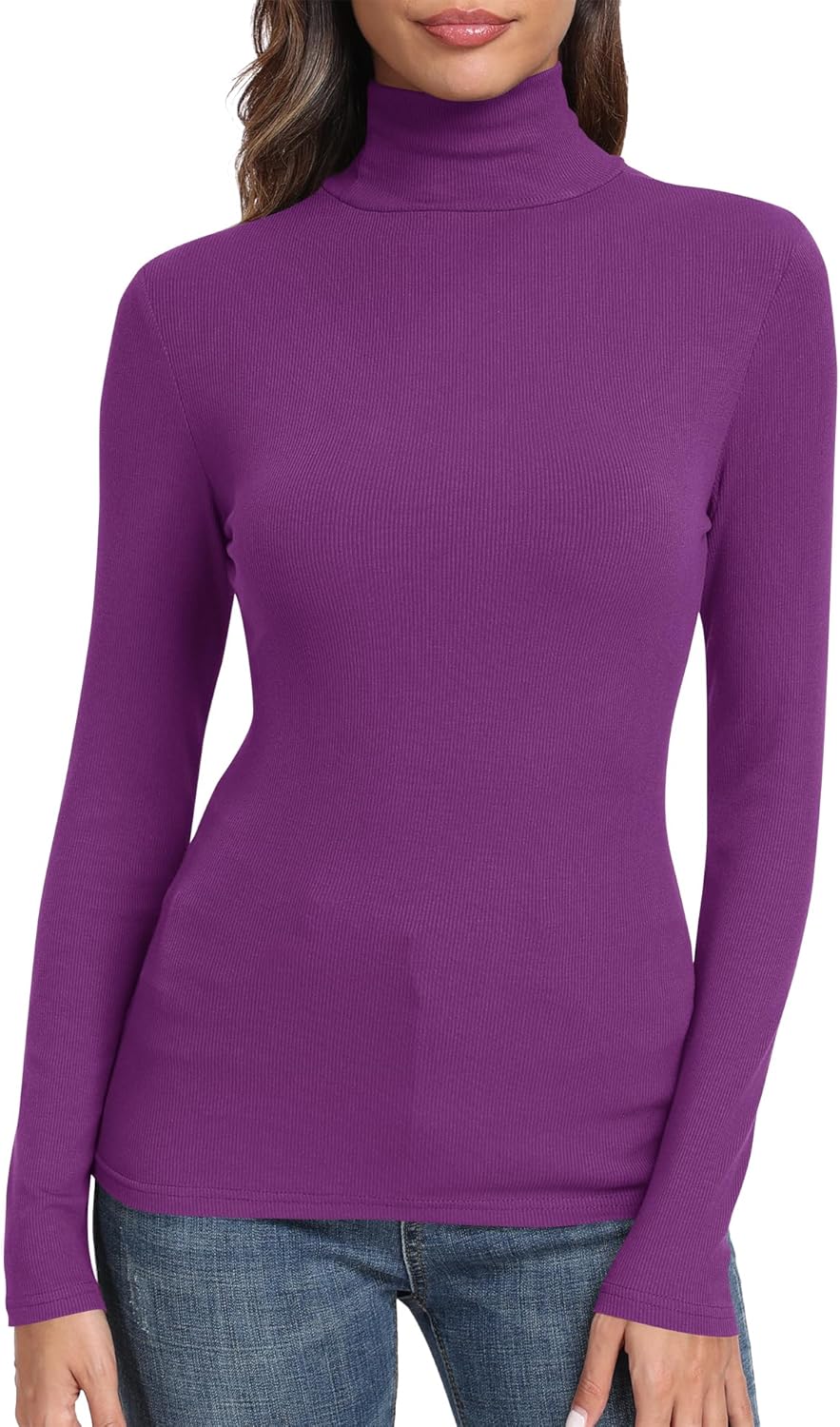 GEMBERA Womens Long Sleeve Turtle Neck Basic Slim Fitted Ribbed Knit Tops Thermal Shirts - Image 11