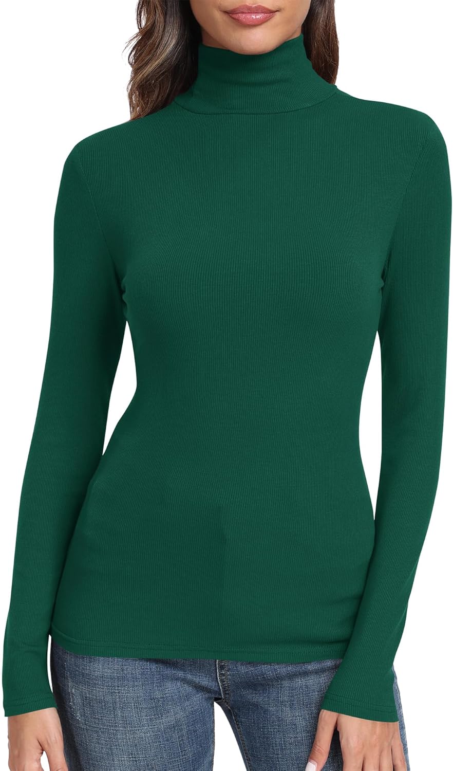 GEMBERA Womens Long Sleeve Turtle Neck Basic Slim Fitted Ribbed Knit Tops Thermal Shirts - Image 10