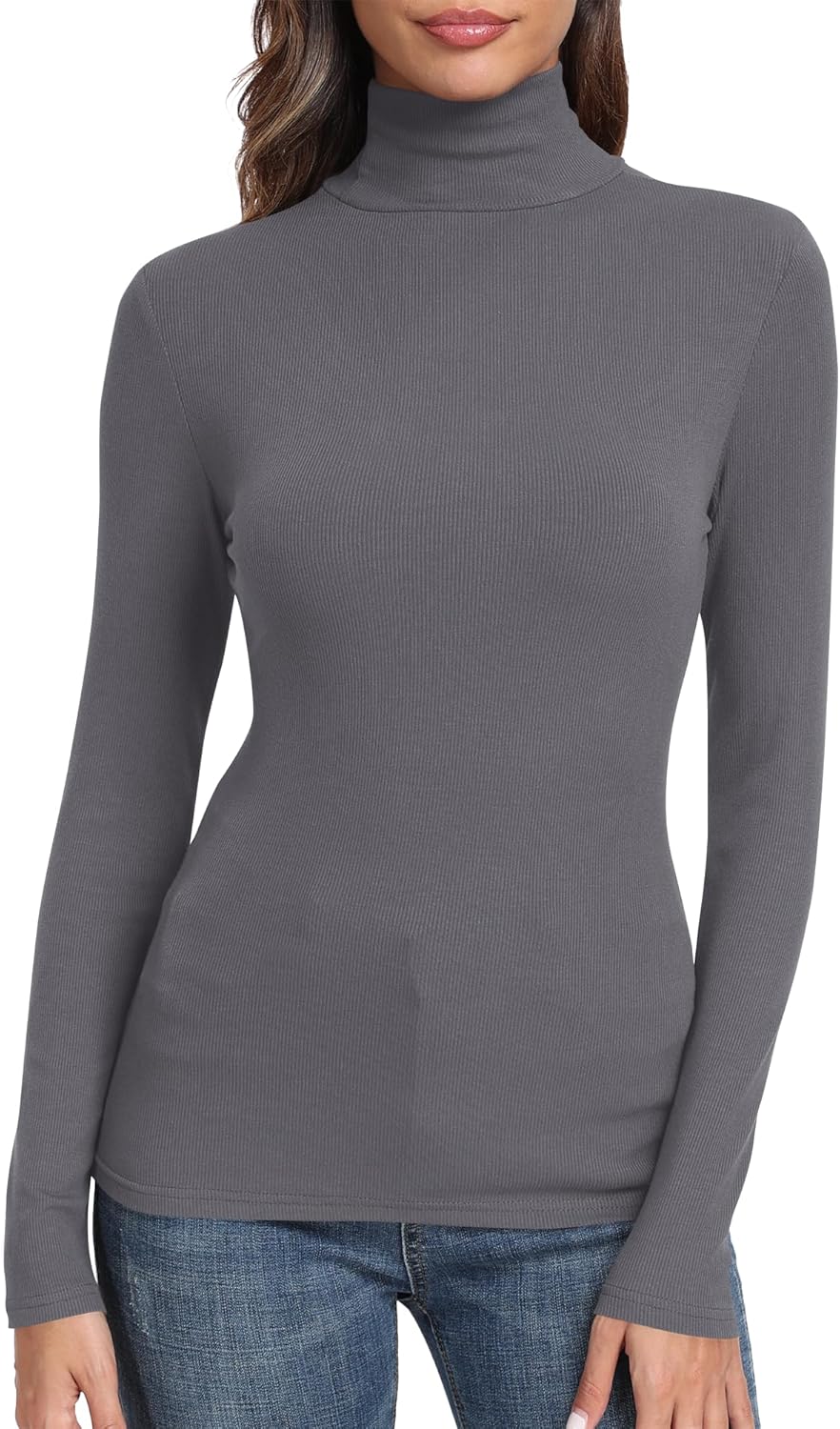 GEMBERA Womens Long Sleeve Turtle Neck Basic Slim Fitted Ribbed Knit Tops Thermal Shirts - Image 19
