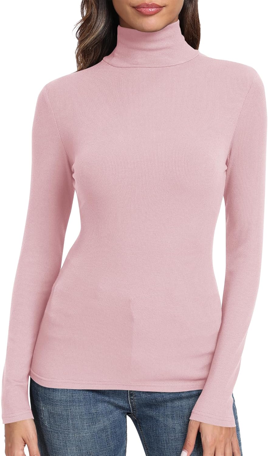 GEMBERA Womens Long Sleeve Turtle Neck Basic Slim Fitted Ribbed Knit Tops Thermal Shirts - Image 20