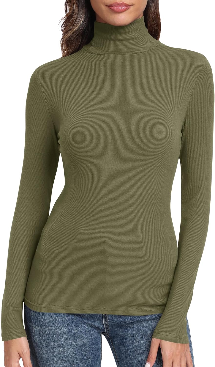 GEMBERA Womens Long Sleeve Turtle Neck Basic Slim Fitted Ribbed Knit Tops Thermal Shirts - Image 17