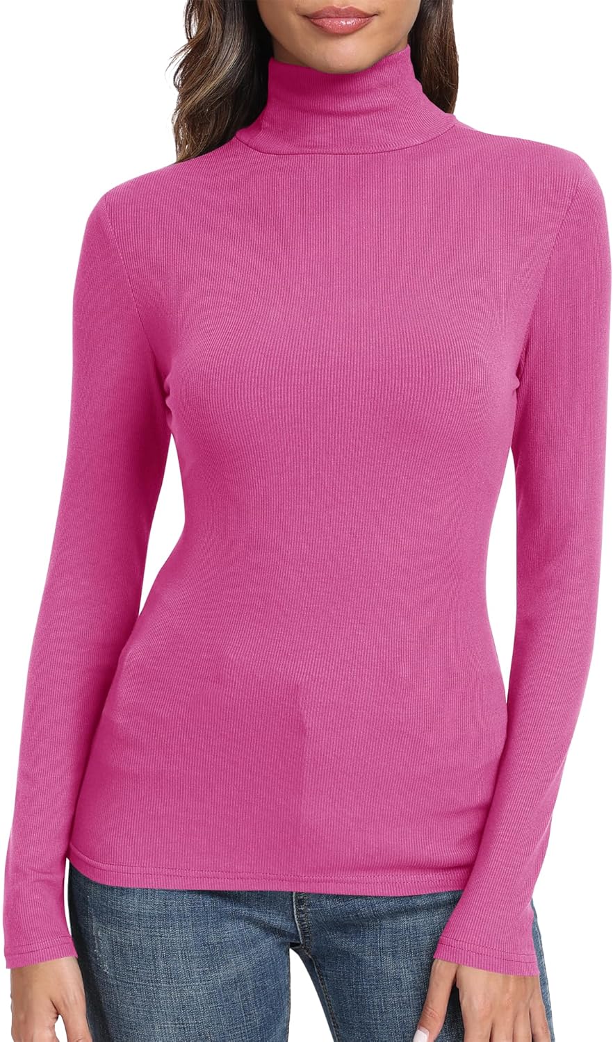 GEMBERA Womens Long Sleeve Turtle Neck Basic Slim Fitted Ribbed Knit Tops Thermal Shirts - Image 15