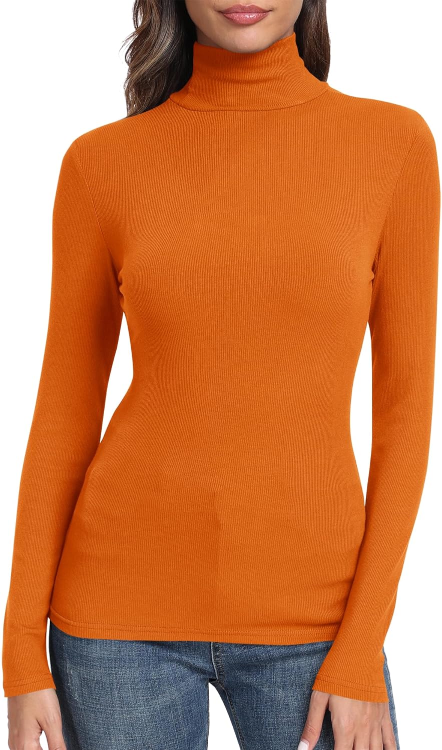 GEMBERA Womens Long Sleeve Turtle Neck Basic Slim Fitted Ribbed Knit Tops Thermal Shirts - Image 12