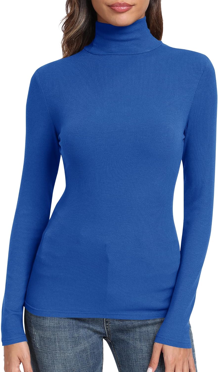 GEMBERA Womens Long Sleeve Turtle Neck Basic Slim Fitted Ribbed Knit Tops Thermal Shirts - Image 16