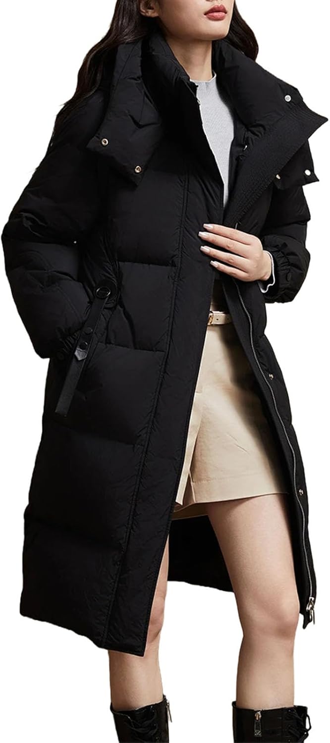 Long Women's Winter Down Jacket Hood Zipper Fashion Duck Down Coat Puffer Quilted Jacket Female Clothing Snow Outwear