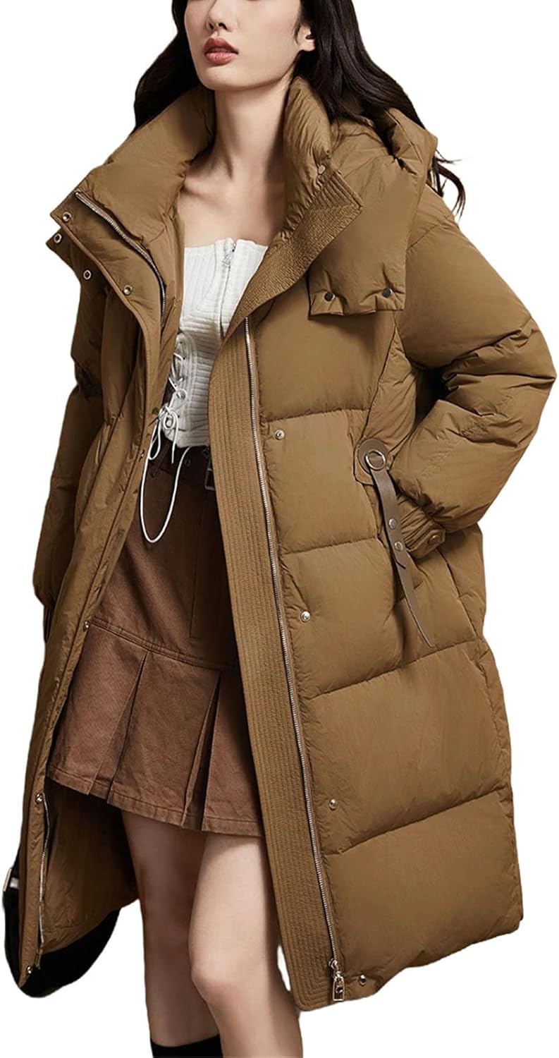 Long Women's Winter Down Jacket Hood Zipper Fashion Duck Down Coat Puffer Quilted Jacket Female Clothing Snow Outwear - Image 8