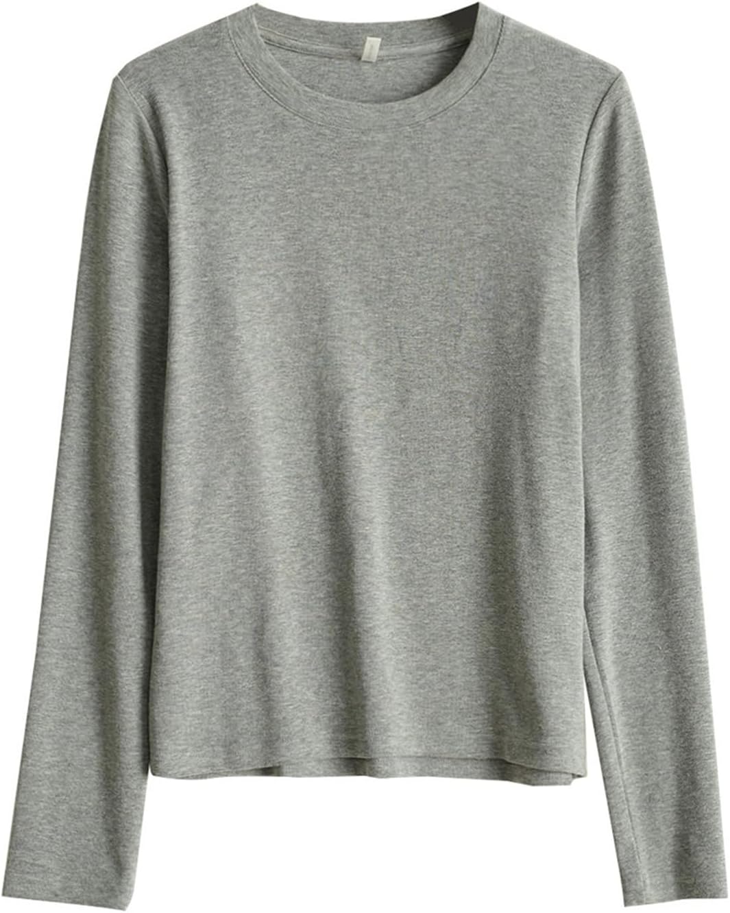 MVUYO Autumn and Winter Clothing Light Soft Waxy Women O Collar Base Shirt Stretch Long Sleeve