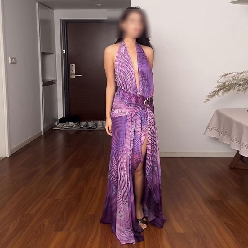 NSUQOA JSEIAJB Women's Clothing Tube Top Dress Fashion Sleeveless Shoulder Gradient Color Dress Long Hanging Neck Slim Fit Long Skirt(Large) - Image 2