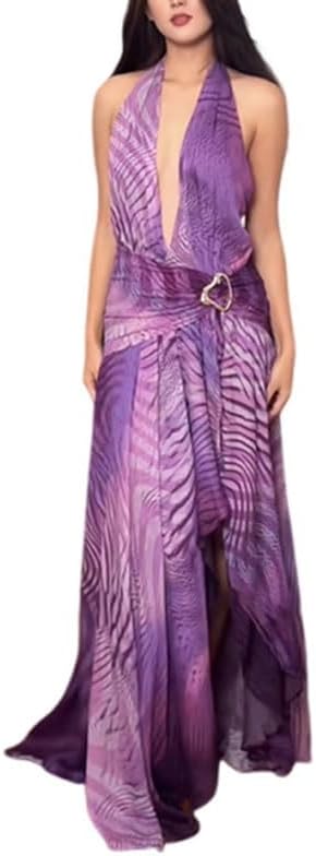 NSUQOA JSEIAJB Women's Clothing Tube Top Dress Fashion Sleeveless Shoulder Gradient Color Dress Long Hanging Neck Slim Fit Long Skirt(Large)