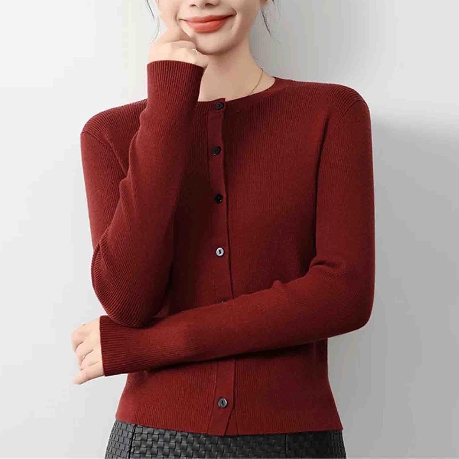 O-Neck Cardigan Sweater Women Knitted Clothing Female Long Sleeve Tops Knitwears Fashion Basics Sweater Quality - Image 5