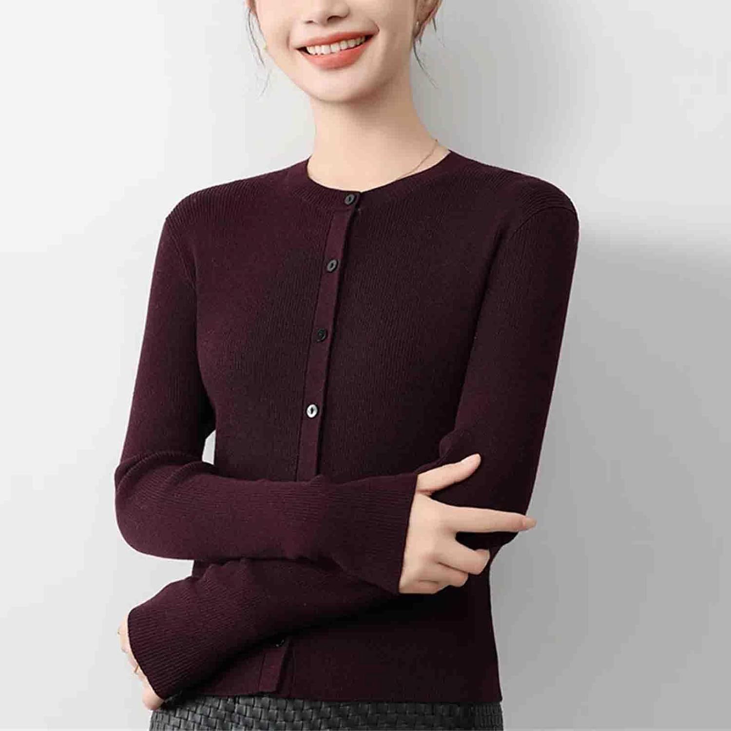 O-Neck Cardigan Sweater Women Knitted Clothing Female Long Sleeve Tops Knitwears Fashion Basics Sweater Quality - Image 6