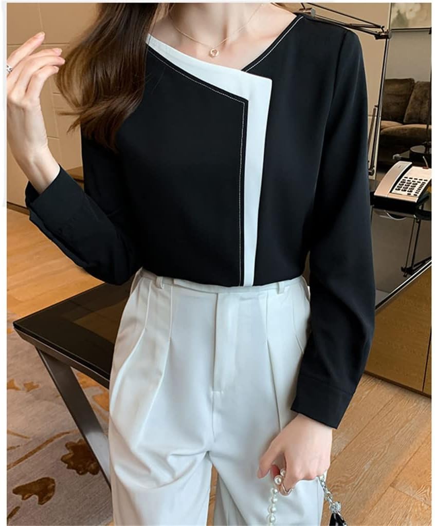 Office Lady V Neck Black Long Sleeve Tops Comfortable T Shirts Spring Autumn Women's Clothing - Image 4